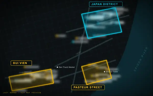 Blurred preview of my Saigon nightlife map covering Bui Vien, Japan District and Pasteur Street